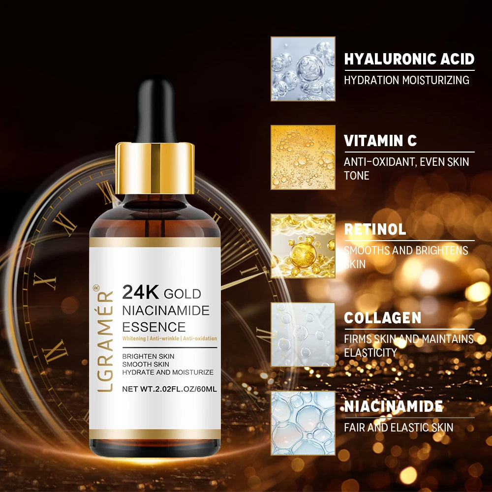 24k Gold Nicotinamide Hyaluronic Acid Nicotinamide Facial Essence Anti-aging Facial Collagen Essence Skin Care Whitening Essence Oasis Select