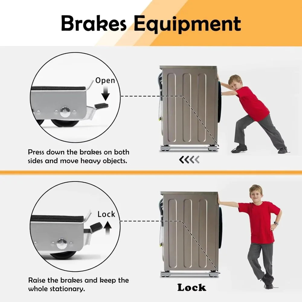 2PCS 24 Wheel Washing Machine Base Holder Movable Adjustable Refrigerator Universal Wheels 360° Rotation Furniture Moving Tools Oasis Select