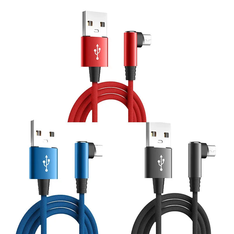 1/3pcs USB Micro Cable 3A 90 Degree Elbow Data Cable Charger Cord for Xiaomi Mobile Phone Accessories Fast Charging Usb Cable Oasis Select mix-3pcs 3m