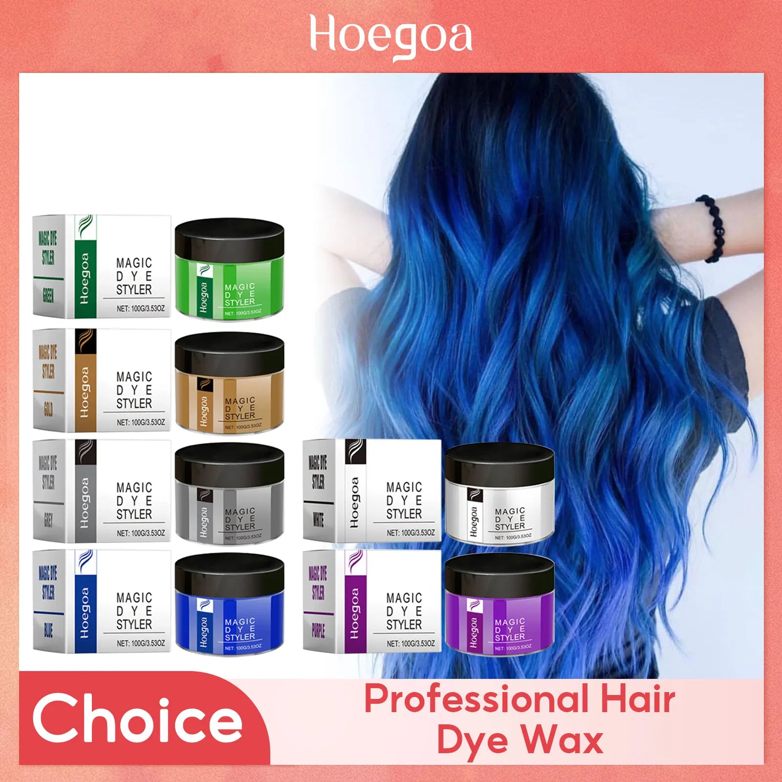 6 Colors Hair Color Wax Dye White Blue Brown Hair Natural Matte Nourish Long-Lasting Hair Coloring Styling Cream For Women Men Oasis Select