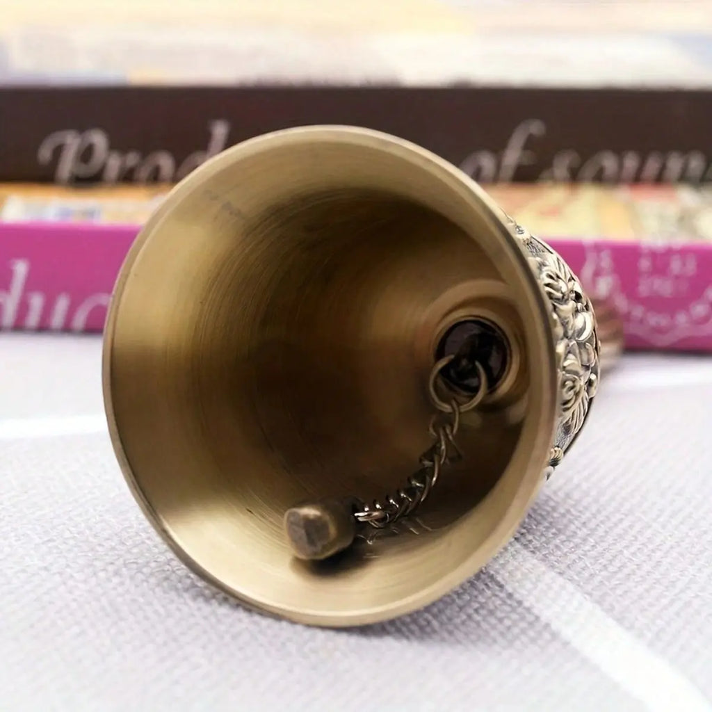 1pcs Elegant Brass Hand Bell - Durable, Polished Finish - Ideal for Weddings, Announcements & Service Oasis Select
