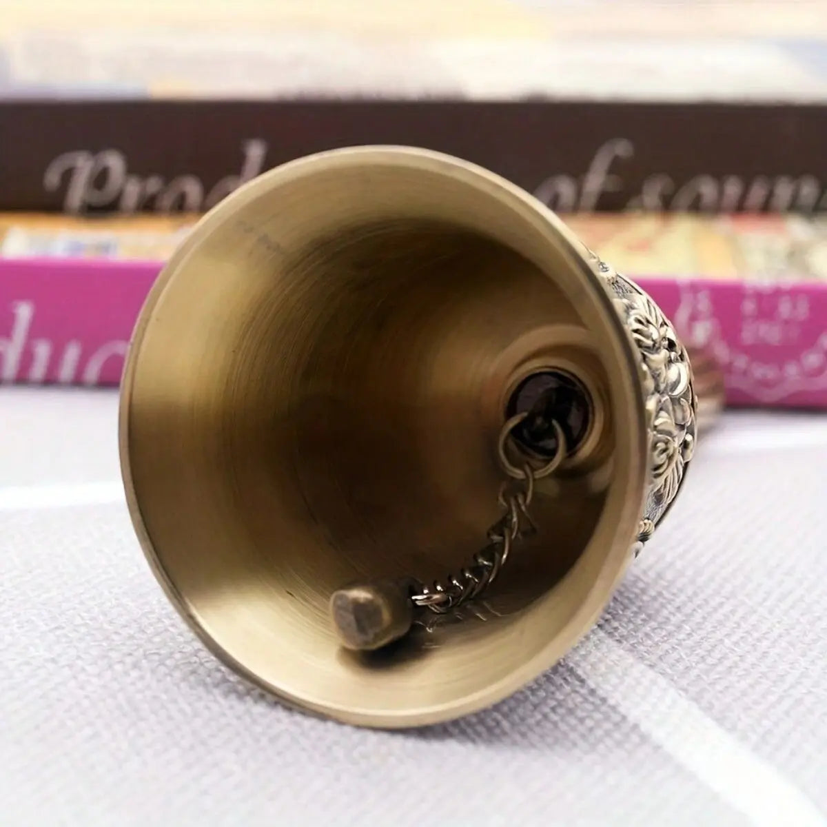 1pcs Elegant Brass Hand Bell - Durable, Polished Finish - Ideal for Weddings, Announcements & Service Oasis Select