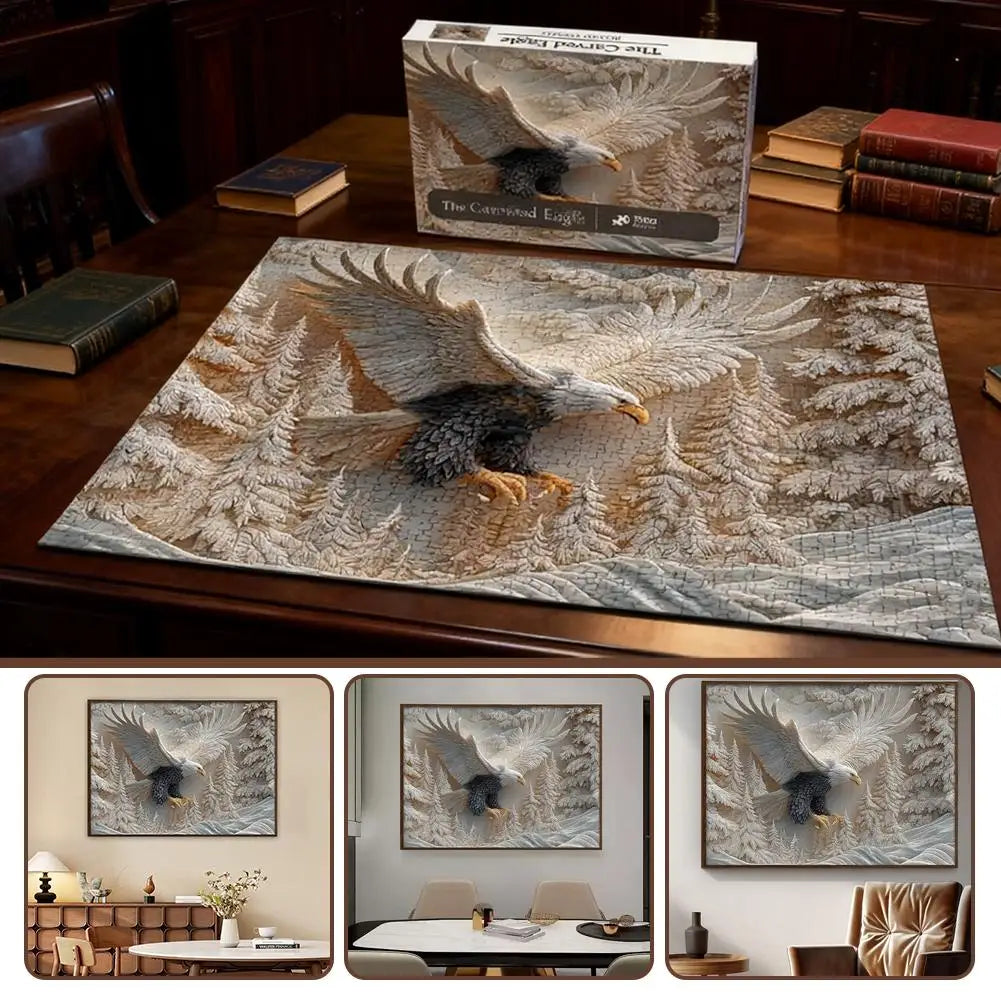 3D Majestic Eagle Jigsaw Puzzle Personalized Picture Puzzle DIY Wall Art Decor For Living Room Bedroom Handmade Gifts Oasis Select