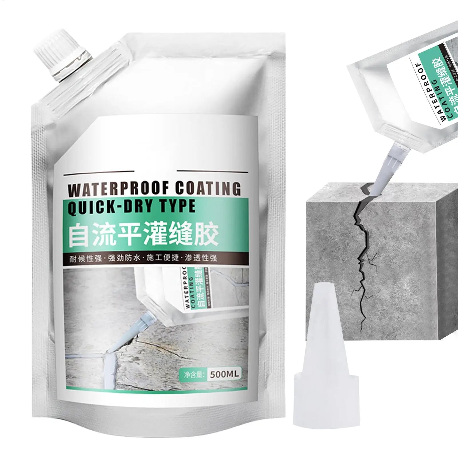 Concrete Repair Sealant 500ml Concrete Repairing Adhesive Wear-Resistant Quick-Drying Crack Sealing Glue for Wood Brick Roof Oasis Select