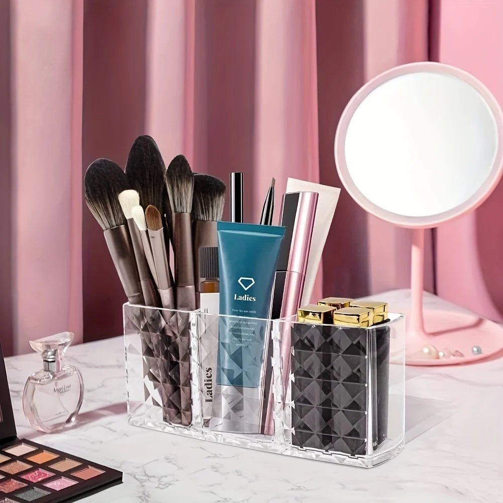 2pcs Acrylic Transparent Cosmetic Holder Makeup Brushes Tool Storage Box Case Make-up Brush Holder Table Organizer Makeup Tool Oasis Select