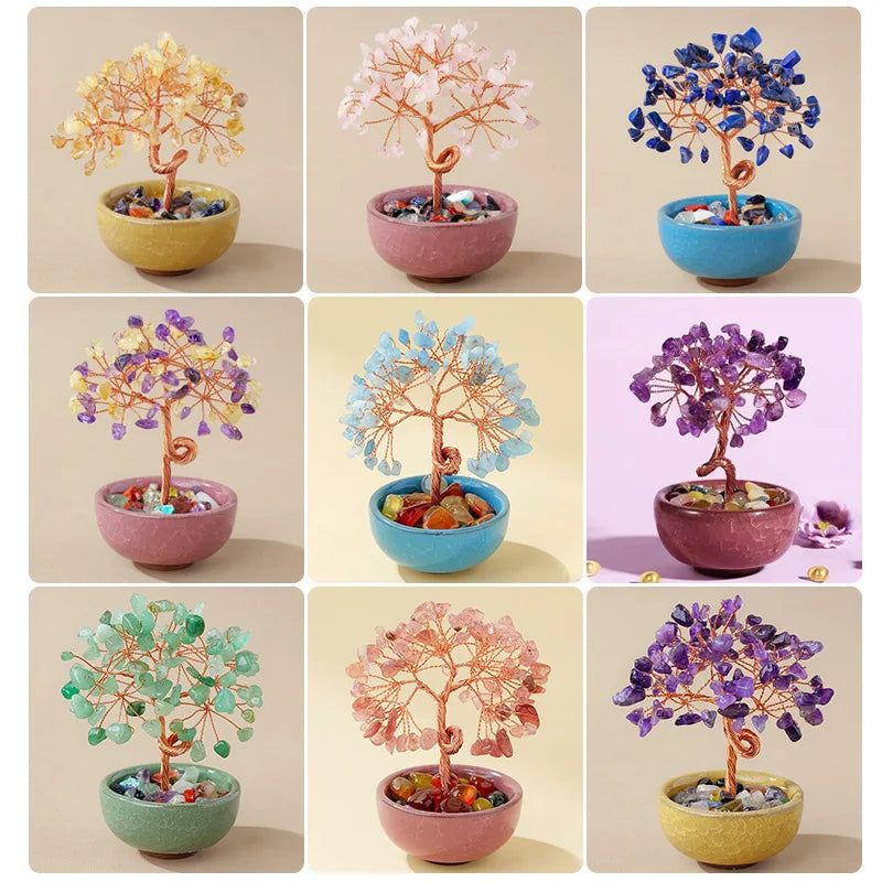 Treasure Basin Crystal Wealth Tree Tea Cup Base Crystal Tree Creative Crystal Decoration Home Decoration Accessories Oasis Select