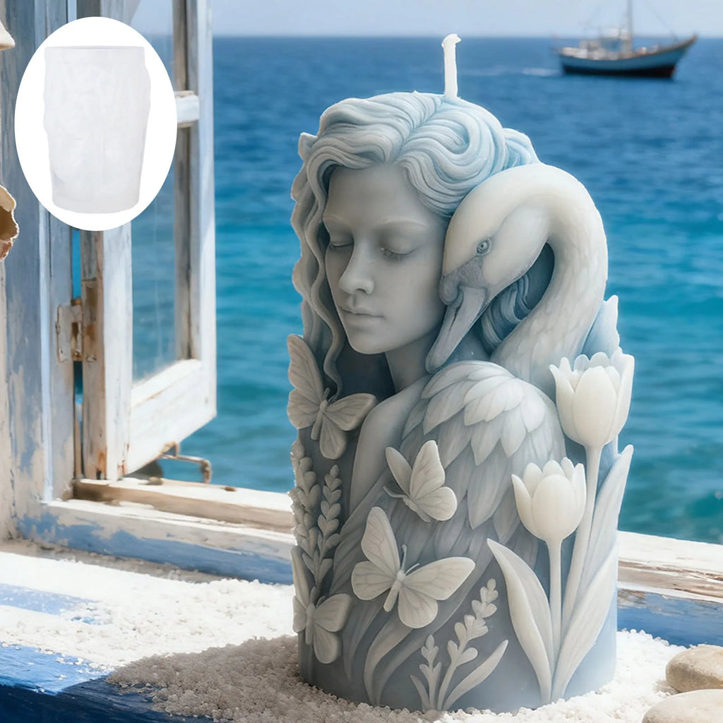 Elegant swan goddess candle mold, durable and reusable silicone mold, suitable for home décor and Christmas decorations. Oasis Select