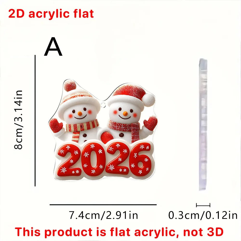 2026 Acrylic Santa & Reindeer Christmas Pendant Ornament