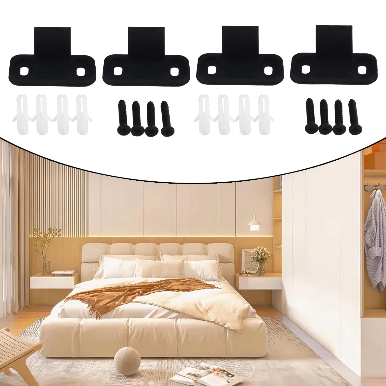 4PCS AntiSwing Plastic Accessories for Barn Door Hanging Rail Without Slotting Adjustable for Most Door Thicknesses Oasis Select