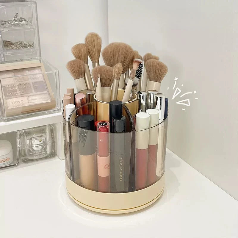 360° Rotating Pencil Organizer Large Capacity Round Desktop Storage Holder with 6 Compartments Cosmetic Brush Organizer Oasis Select