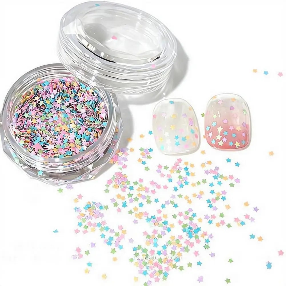 1 Box Colorful Heart Star Glitter for Nails Glitter Flakes Sparkling Diamond Sequin Nails Charms Sequins Manicure Decorations Oasis Select