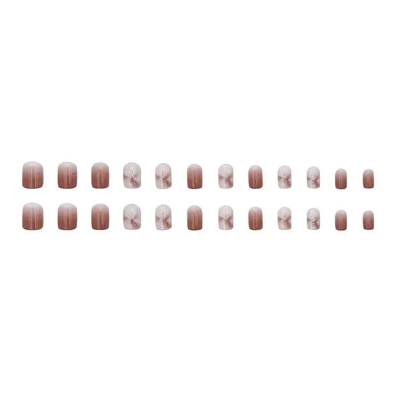 Caramel Gradient Wear Nail Piece Winter High Sense Of Pure Desire Ice Transparent Color Wear Nail Blush Removable False Nails Oasis Select
