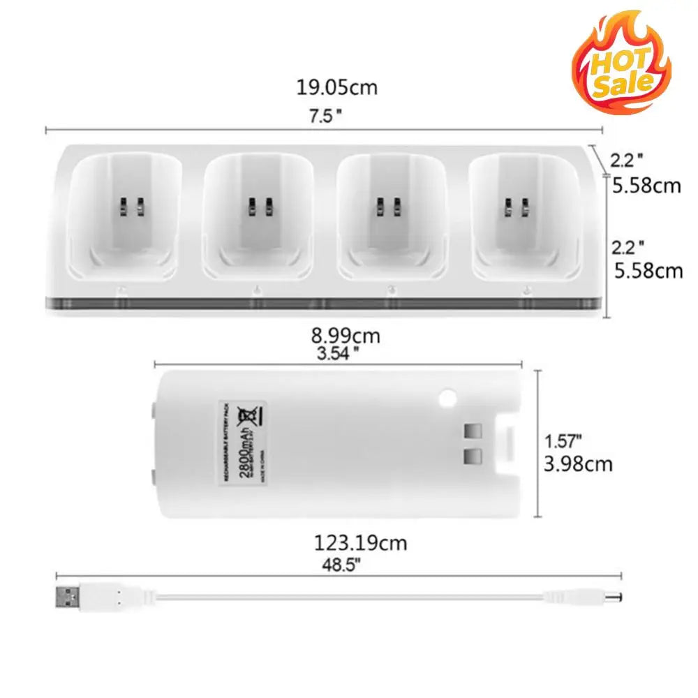 4 Port Charger Charging Stand Dock Station for WII Game Console Battery Powered Oasis Select
