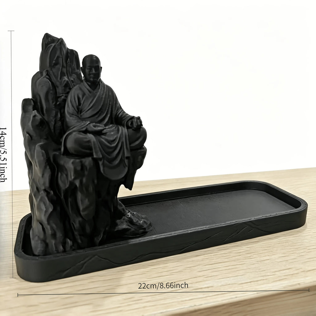 Mountain Monk Stick Incense Holder 3D Printed Incense Burner Tray Cliff Monk Figurines Censer for Tea Room Meditation Yoga Decor Oasis Select Buddhist monk 1
