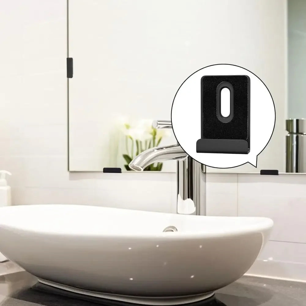 4-Pack Matte Black Stainless Steel Mirror Clips & Brackets