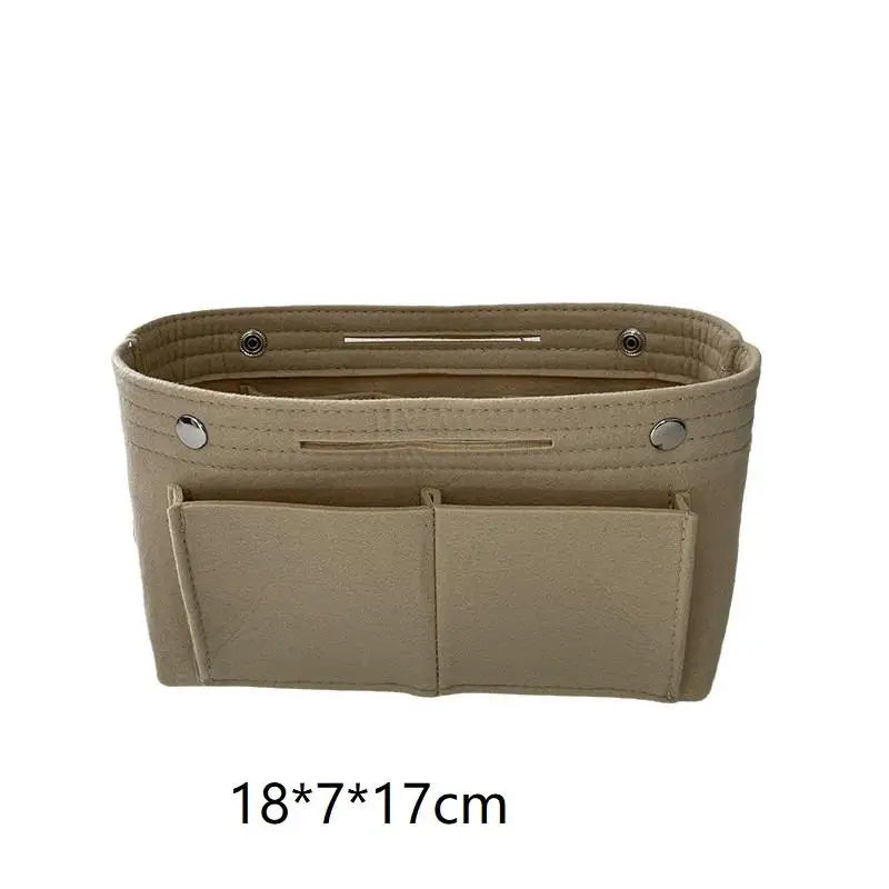 Felt Insert Bag Organizer | Multi-Pocket Travel Cosmetic Tote Bag Insert Organizer Oasis Select Beige S