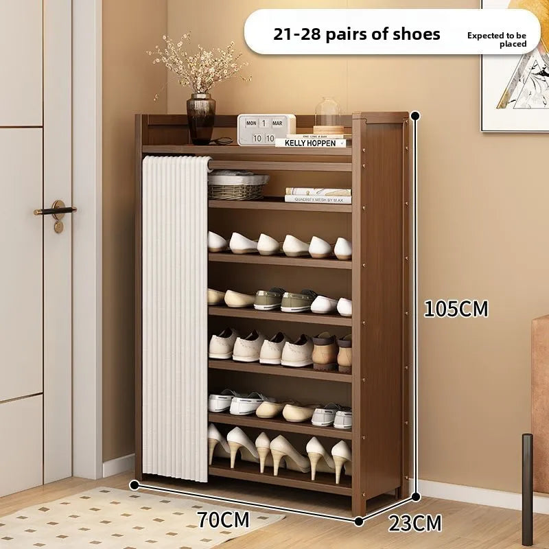 Multi-functional Folding shoe rack installation-free integrated dustproof large-capacity storage shoe rack Oasis Select Brown K