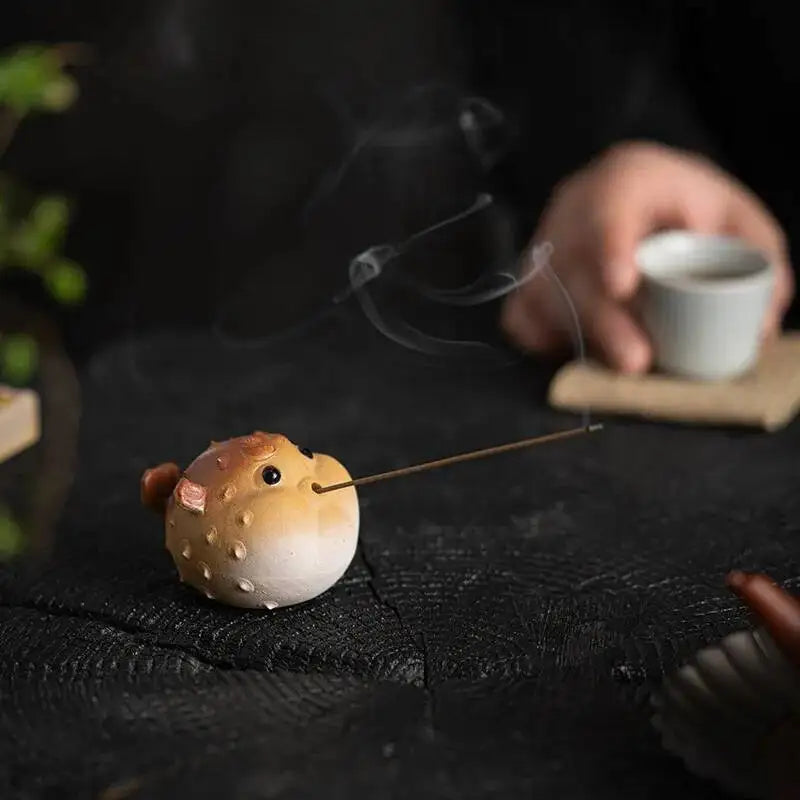 Pufferfish Tea Pet Incense Holder Ornament Tea Tray Tea Table Tea Ceremony Ceramic Tea Play Accessories Oasis Select
