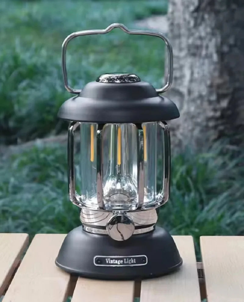 Retro LED Camping Lantern | USB-C Rechargeable, IP55 Waterproof