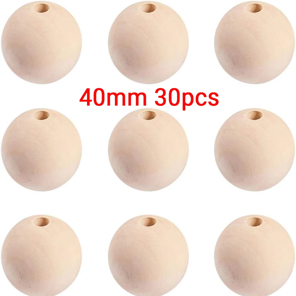 30-400pcs wooden beads round separator wooden balls 20/30/40 mm lead-free beads for jewelry making DIY handmade accessories Oasis Select 40MM 30PCS