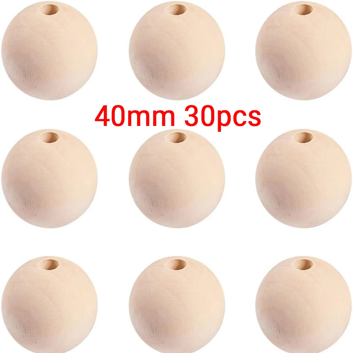 30-400pcs wooden beads round separator wooden balls 20/30/40 mm lead-free beads for jewelry making DIY handmade accessories Oasis Select 40MM 30PCS