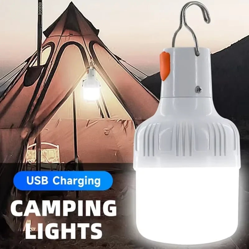 1PC 60W USB Rechargeable LED Lamp Bulb Portable Emergency Light for Camping Fishing Night Outdoor Hook-Up Lantern LT014 Oasis Select