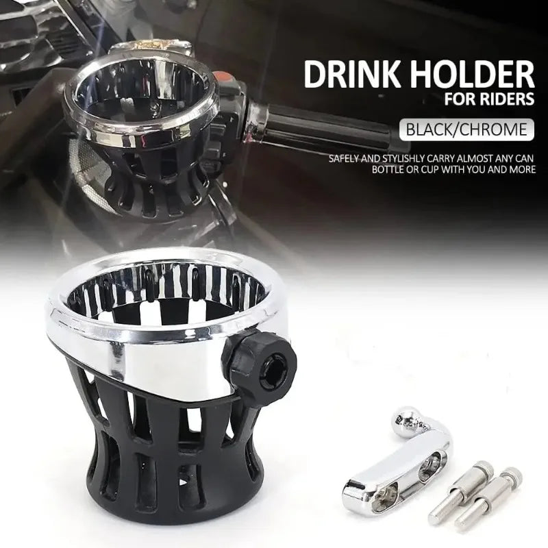 For Harley Road King Electra Glide Sportster Dyna Softail 1996 UP Motorcycle Handlebar Mounted Drink Cup Holder Oasis Select