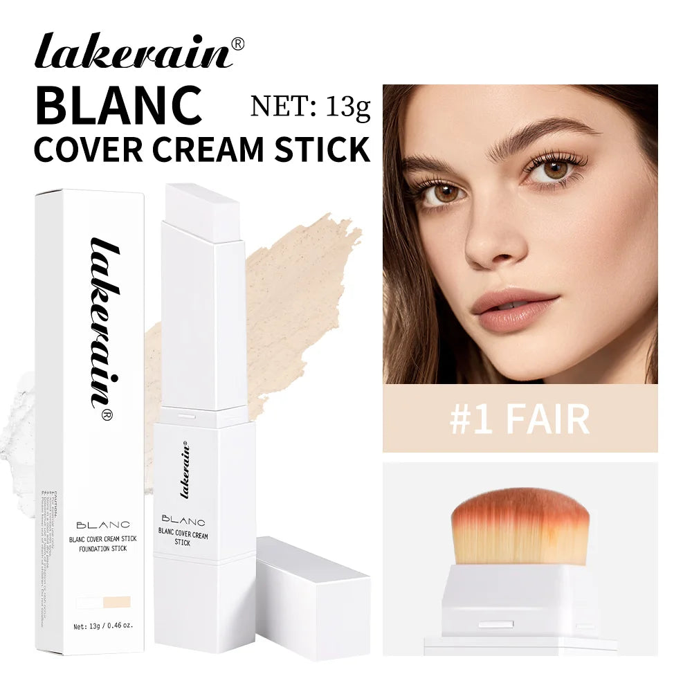 Lakerain Blanc Cover Cream Stick Dual-ended Design Waterproof Foundation Coverage Travel Bronze Creamy Foundation Natural Makeup Oasis Select 1 Fair