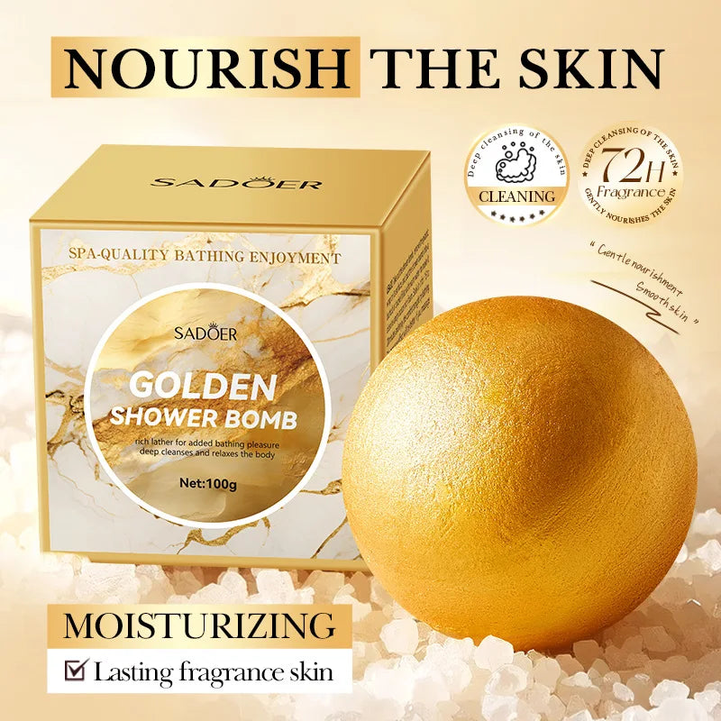 Gold Bath Salt Ball 100g – Deep Cleansing & Skin Softening
