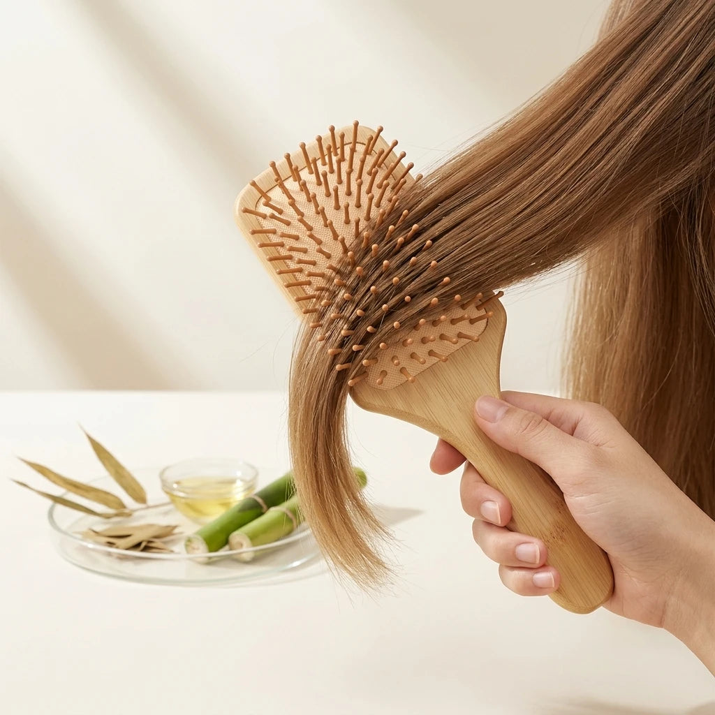 Natural Bamboo Air Cushion Hair Brush – Scalp Massage Comb Bamboo Hair Brush Oasis Select