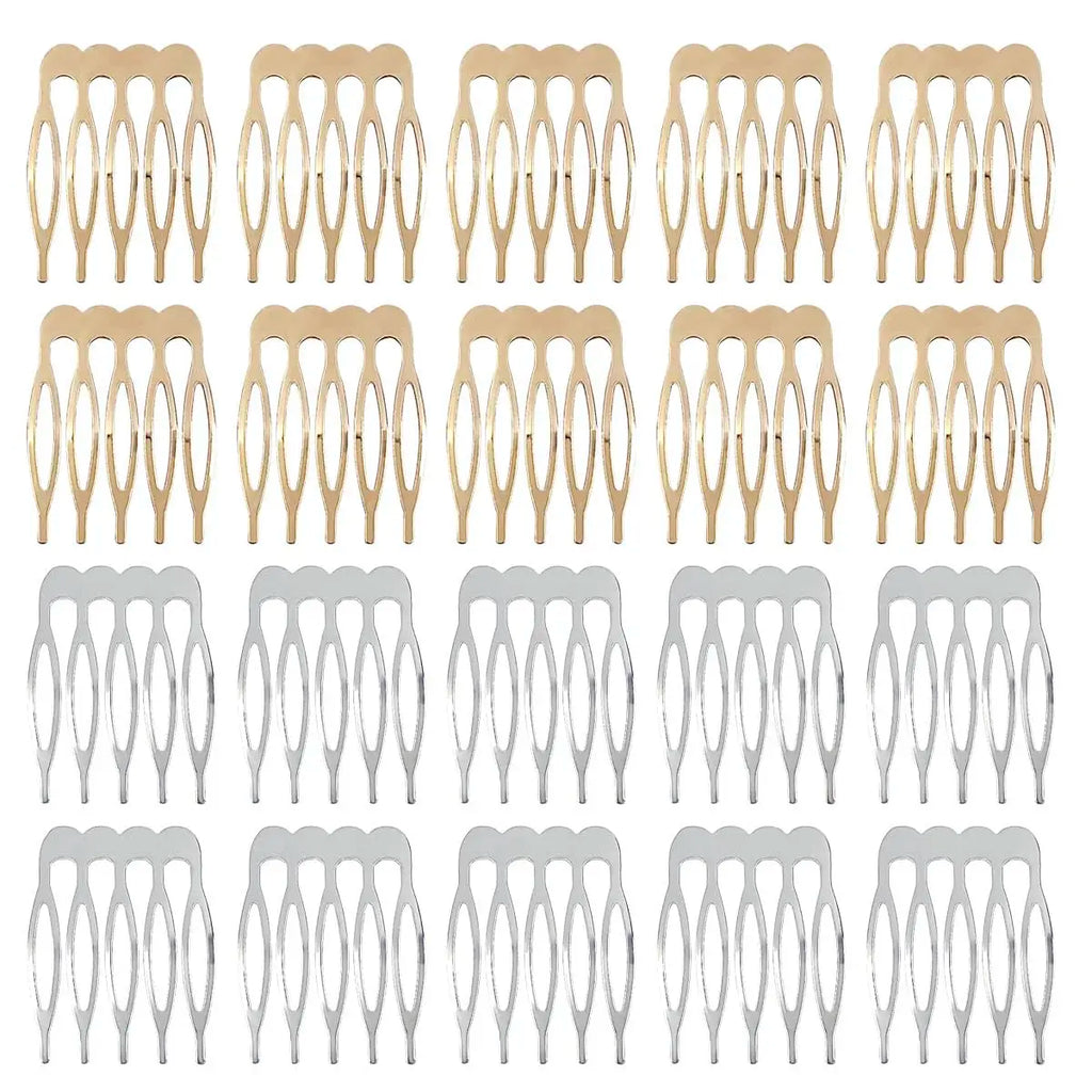10pcs Gold Metal Side Hair Combs Plain Blank Headpiece French Twist Clip For DIY Wedding Bridal Veil Combs Decor Hair Accessory Oasis Select