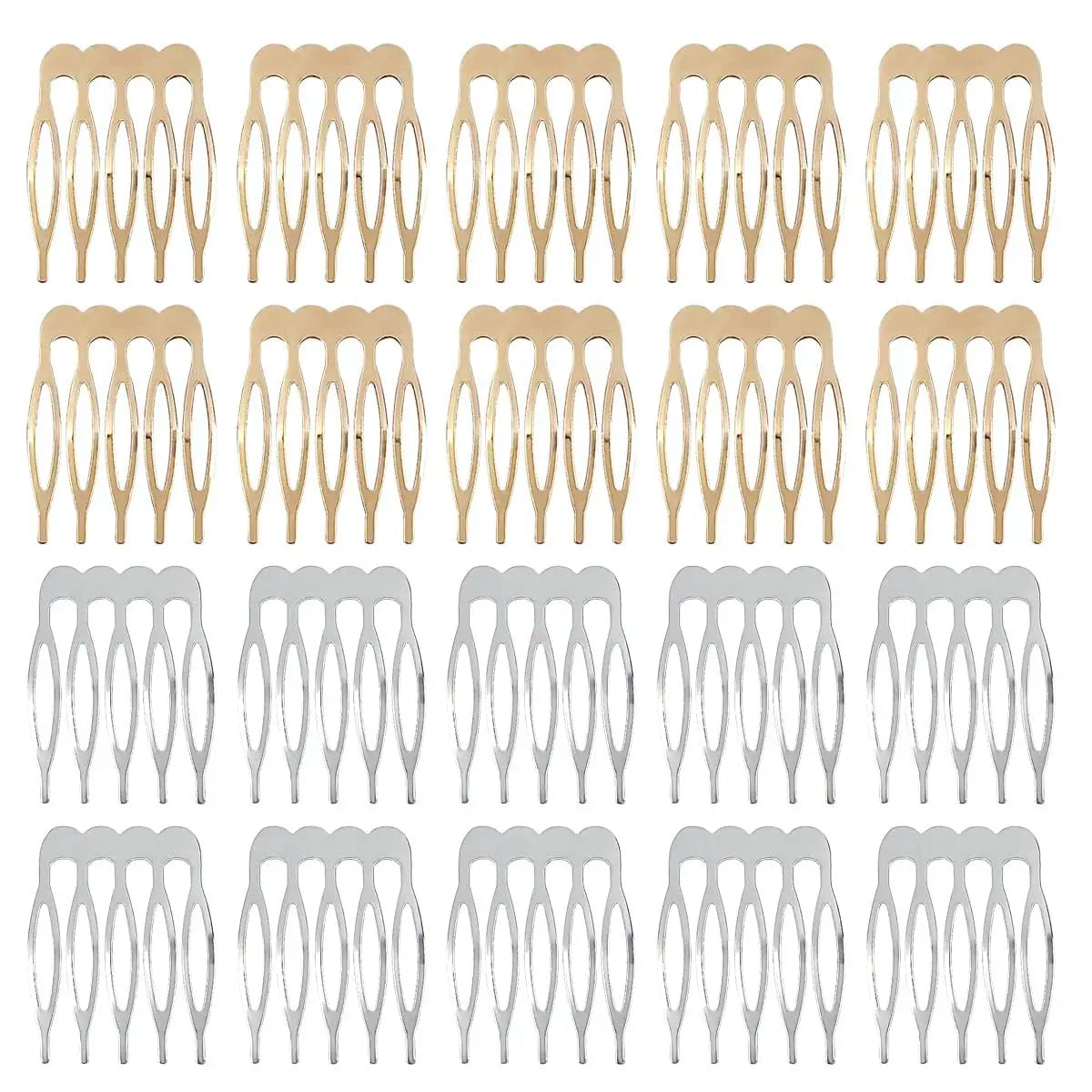 10pcs Gold Metal Side Hair Combs Plain Blank Headpiece French Twist Clip For DIY Wedding Bridal Veil Combs Decor Hair Accessory Oasis Select