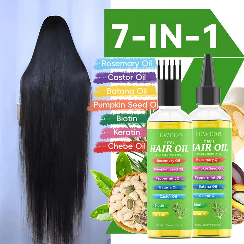 LEWEDO 7-in-1 Hair Growth Oil – Rosemary, Biotin & Keratin