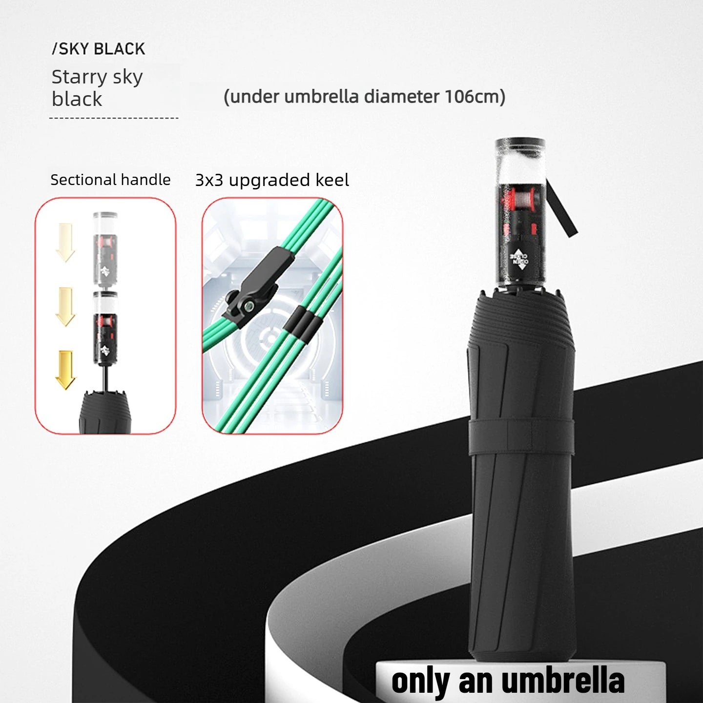 Wind Resistant Automatic Umbrella Foldable Sun Rain Accessory Thickened Durable Design Portable UV Blocking Parasol Oasis Select 96 bone black 12K iron