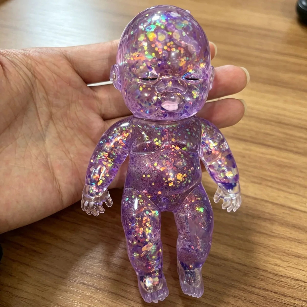 Stress Anxiety Relief 1pc Glitter Silicone Baby Squeeze Toys Slow Rebound Fidget Toys Soft Satisfying Sensory Toys For Kids Oasis Select PURPLE 1PC