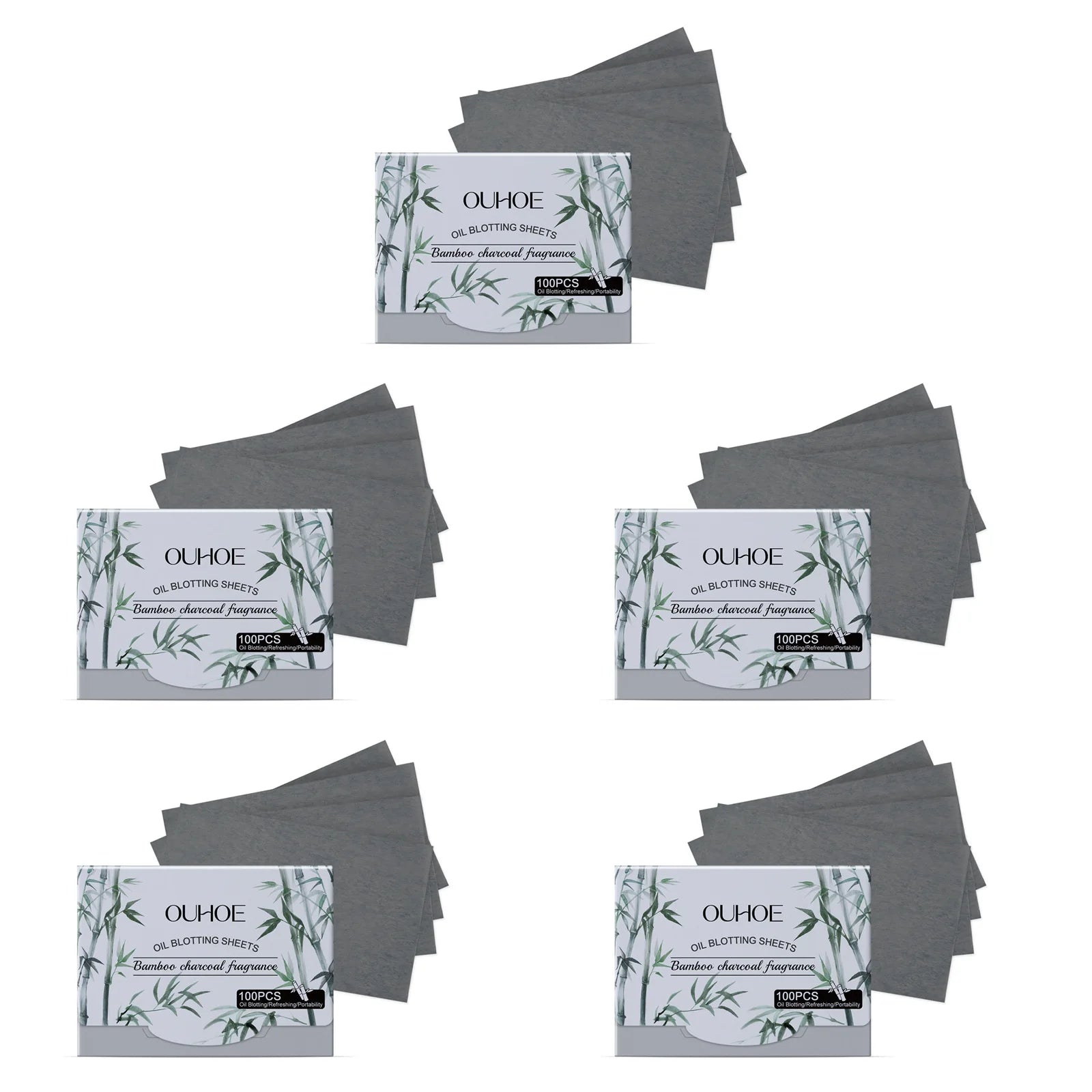100pcs Bamboo Charcoal Oil Blotting Paper Facial Oil Absorbing Sheets Matte Face Oil Control Portable & Gentle for Oily Skin Oasis Select 5 x 100pcs Boxed
