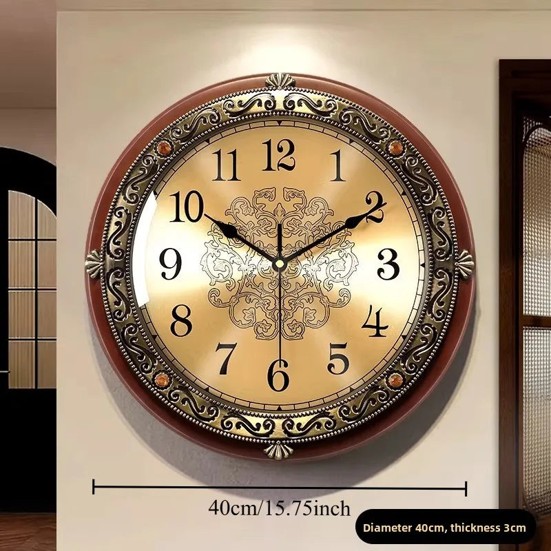 Solid Wood Clock Light Luxury Artistic Sophistication Retro American Style Living Room Wall Hanging Wall Hanging Watch Oasis Select