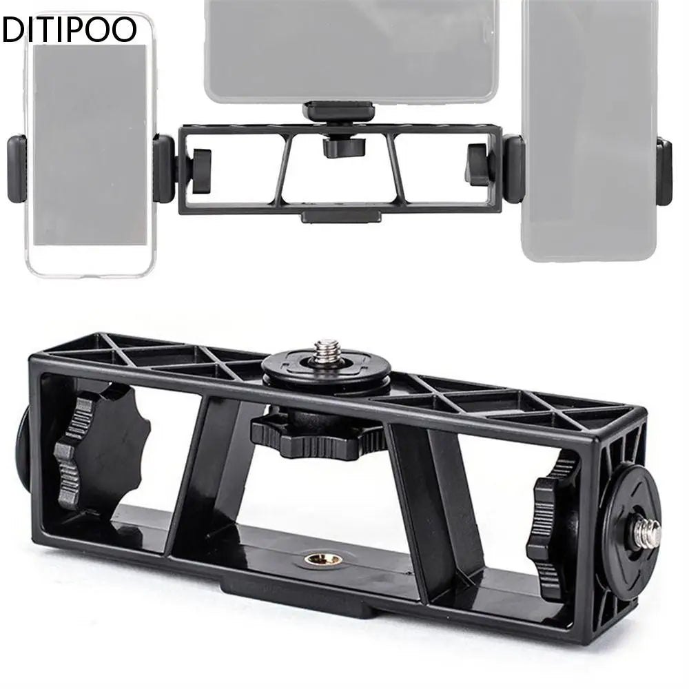3-Position Stand Clip Bracket Holder Mobile Phone Clamp Tripod 1/4" Mount for Smartphones Mic Fill Lights Live Broadcast Oasis Select
