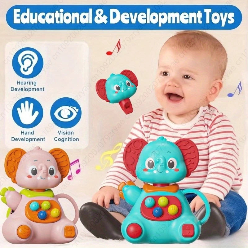 Baby Rattle Toy with Elephant Shapes - Sensory Development Toy for Infants & Toddlers, Mixed Colors - Hand-Eye Coordination, Oasis Select