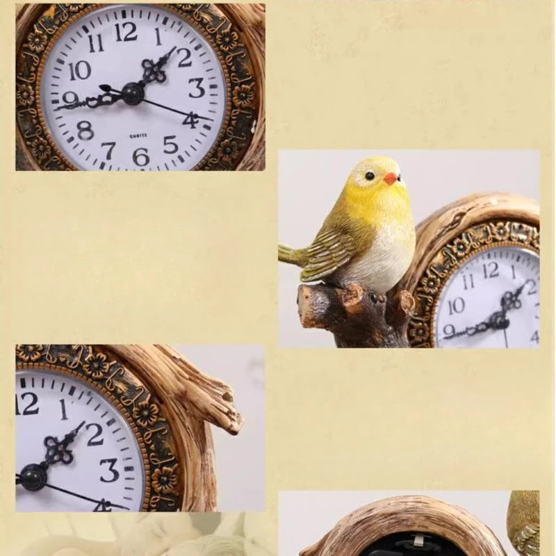 Decorative Home Fashion Clock Creative Personality Bird Table Clock Living Room Bedroom Bedside Silent Ornament Oasis Select