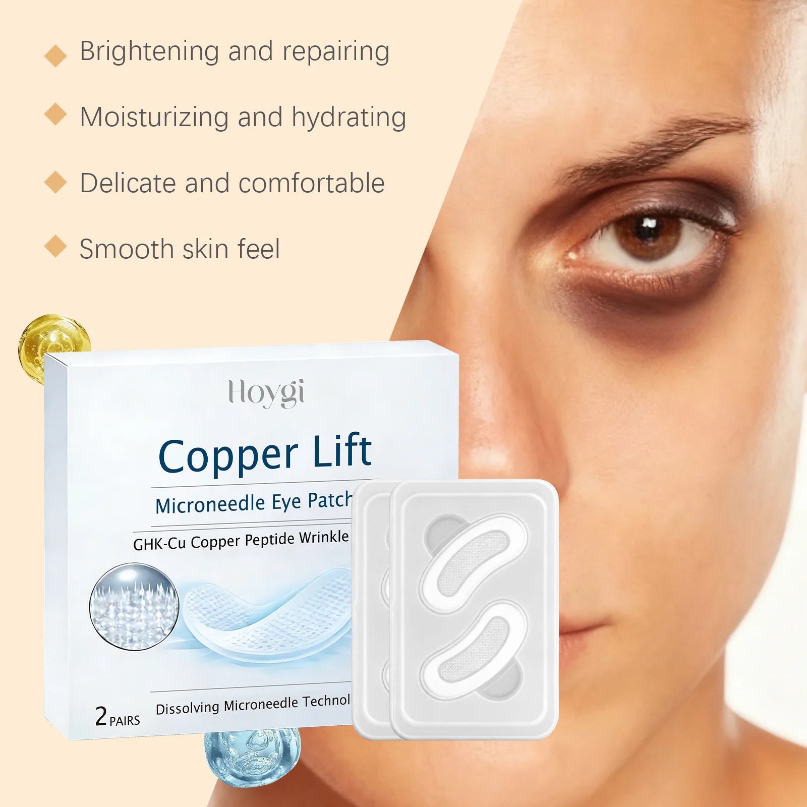0.25mm Hyaluronic Acid Microneedle Eye Patches for Dark Circles & Puffiness Anti-Aging Firming Moisturizing Under Eye Mask Skin Oasis Select