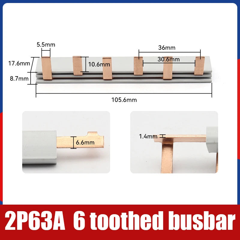 1/2P Pin Type Busbar Copper Bar Terminal Block For MCB DZ47 Air Switch Connector 63A Circuit Breaker Connector Oasis Select A4