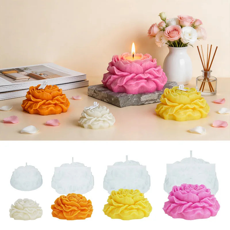 3D Large Peony Candle Silicone Mold Handmade Flower Scented Candle Gypsum Candle Wax Mould Resin Soap Making Supplies Home Decor Oasis Select