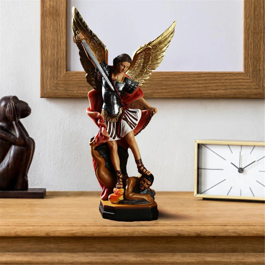 Archangel Michael Figurine St. Michael SanMiguel Arcangel Colored Statue SanMiguel Arcangel Statue Michael Archangel Defeated Oasis Select