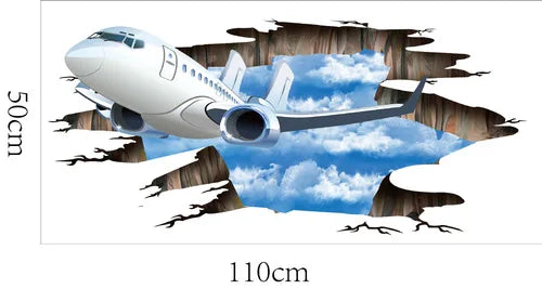3D three-dimensional wall stickers Airplane stickers Room decoration wall stickers Oasis Select 1.1m x 0.5m