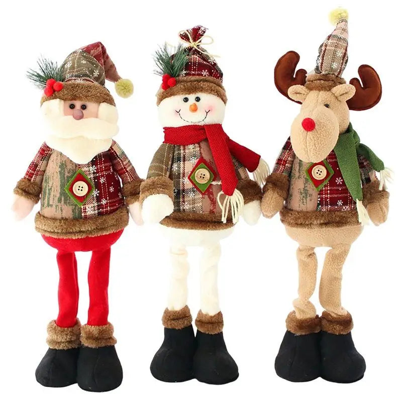 ~WISH Merry Christmas Decoration 3PCS Christmas Reindeer Santa Claus Standing New Year Ornament Oasis Select As Shown