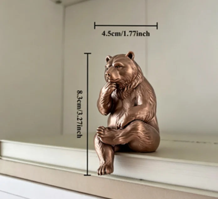 Thinking Bear Edge Sitter Figurine 3D Printed Shelf Table sitting posture Border Decor Bear Mini Home Office Desk Ornament gifts Oasis Select Thinking Bear 4