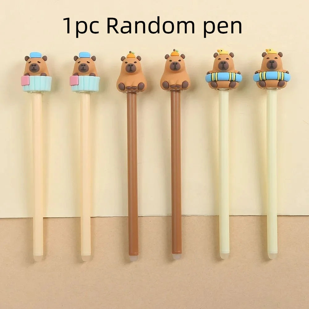 Kawaii Black Ink Capybara Gel Pens Stationery Brown Happy Capybara Neutral Pen 0.5mm Creative Capybara Press Gel Pen Students Oasis Select style 1