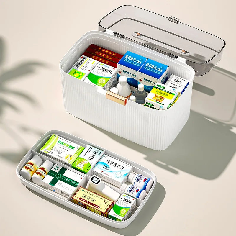 Multi-Functional First Aid Kit Storage Organizer Box Portable Plastic Family Emergency Box with Handle Medicine Chest Tools Oasis Select