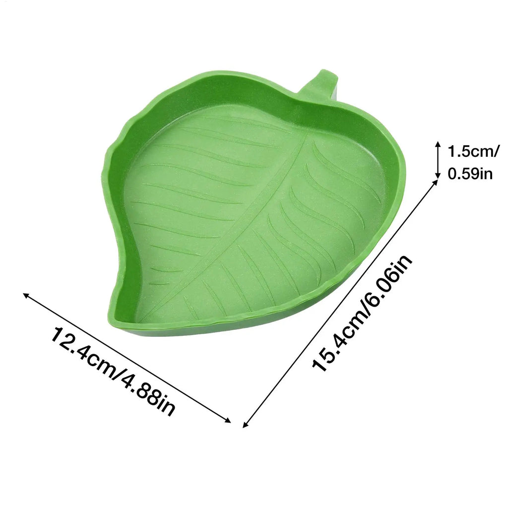 Leaf Reptile Food Water Bowl Flat Drinking and Eating Dish Tortoise Habitat Accessories Water Plate for Turtle Lizards Crawl Pet Oasis Select